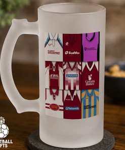 Northampton Town Retro Shirt Montage Frosted Beer Glass Classic Kits