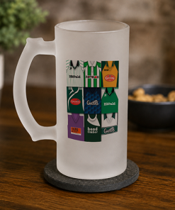 Plymouth Argyle Retro Shirt Montage Frosted Beer Glass Classic Kits