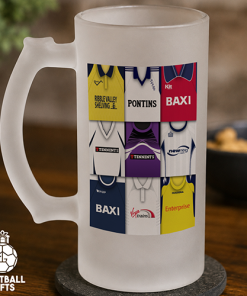 Preston North End Retro Shirt Montage Frosted Beer Glass Classic Kits