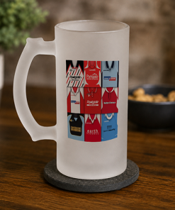 Rotherham Utd Retro Shirt Montage Frosted Beer Glass Classic Kits
