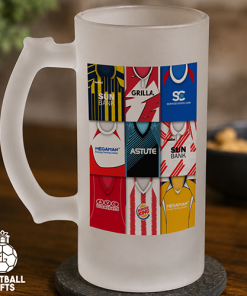 Stevenage Retro Shirt Montage Frosted Beer Glass Classic Kits