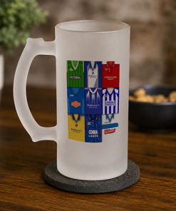 Stockport County Retro Shirt Montage Frosted Beer Glass Classic Kits