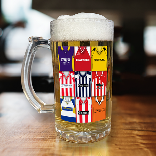 Cheltenham Town Retro Shirt Montage Beer Glass Classic Kits