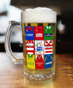 Doncaster Rovers Beer Glass Retro Shirt Montage Beer Glass Classic Kits