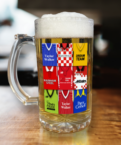 Leyton Orient Retro Shirt Montage Beer Glass Classic Kits