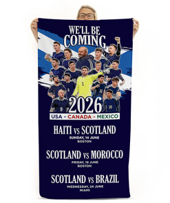 Alternative view of Scotland We'll Be Coming Beach Towel World Cup 2026