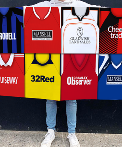 Crawley Town Retro Kit Montage Football Flag High Quality Classic Kits