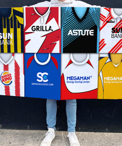 Stevenage Retro Kit Montage Football Flag High Quality Classic Kits