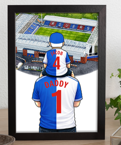 Blackburn Rovers Father & Son At The Match Personalised Stadium Framed Print