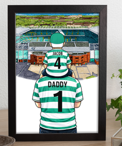Celtic Father & Son At The Match Personalised Stadium Framed Print