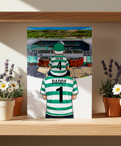 Alternative view of Celtic Father & Son At The Match Personalised Stadium Framed Print
