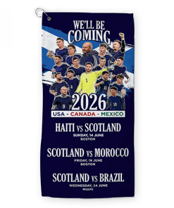Alternative view of Scotland We'll Be Coming Golf Towel World Cup 2026 Golf Towel