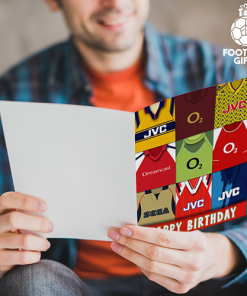 Alternative view of Arsenal Happy Birthday Greeting Card Retro Shirt Montage Classic Kits
