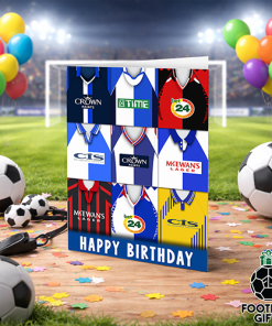 Blackburn Rovers Happy Birthday Greeting Card Retro Shirt Montage Classic Kits