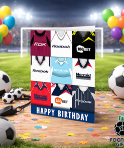 Bolton Wanderers Happy Birthday Greeting Card Retro Shirt Montage Classic Kits