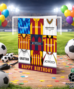Bradford City Happy Birthday Greeting Card Retro Shirt Montage Classic Kits