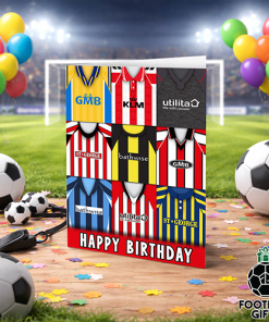 Brentford Happy Birthday Greeting Card Retro Shirt Montage Classic Kits