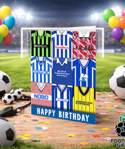 Brighton Happy Birthday Greeting Card Retro Shirt Montage Classic Kits