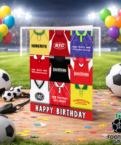 Bristol City Happy Birthday Greeting Card Retro Shirt Montage Classic Kits