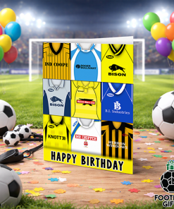Burton Albion Happy Birthday Greeting Card Retro Shirt Montage Classic Kits