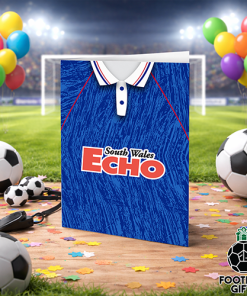 Alternative view of Cardiff City Home Shirt 1992 Greeting Card Classic Kits Name & Number