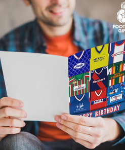 Alternative view of Carlisle United Happy Birthday Greeting Card Retro Shirt Montage Classic Kits