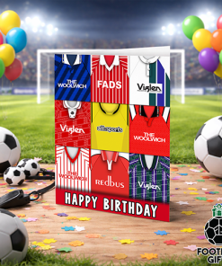 Charlton Athletic Happy Birthday Greeting Card Retro Shirt Montage Classic Kits