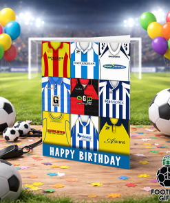 Colchester United Happy Birthday Greeting Card Retro Shirt Montage Classic Kits