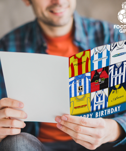 Alternative view of Colchester United Happy Birthday Greeting Card Retro Shirt Montage Classic Kits