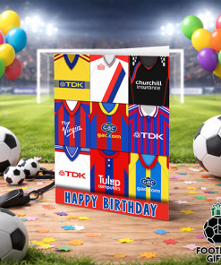 Crystal Palace Happy Birthday Greeting Card Retro Shirt Montage Classic Kits
