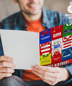 Alternative view of Doncaster Rovers Happy Birthday Greeting Card Retro Shirt Montage Classic Kits
