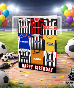Grimsby Town Happy Birthday Greeting Card Retro Shirt Montage Classic Kits