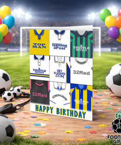 Leeds United Happy Birthday Greeting Card Retro Shirt Montage Classic Kits
