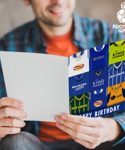 Alternative view of Leicester City Happy Birthday Greeting Card Retro Shirt Montage Classic Kits