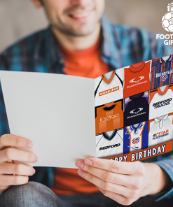 Alternative view of Luton Town Happy Birthday Greeting Card Retro Shirt Montage Classic Kits