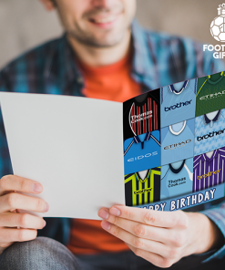 Alternative view of Man City Happy Birthday Greeting Card Retro Shirt Montage Classic Kits