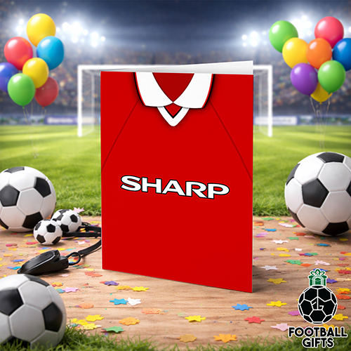 Man Utd Home Shirt 1999 Greeting Card Classic Kits Name & Number - Image 2