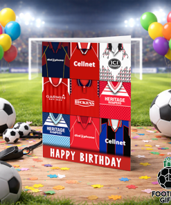 Middlesbrough Happy Birthday Greeting Card Retro Shirt Montage Classic Kits