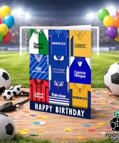 Millwall Happy Birthday Greeting Card Retro Shirt Montage Classic Kits