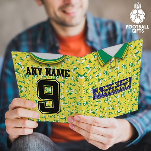Norwich City Home Shirt 1992 Greeting Card Classic Kits Name & Number