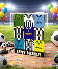 Notts County Happy Birthday Greeting Card Retro Shirt Montage Classic Kits