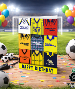 Oxford United Happy Birthday Greeting Card Retro Shirt Montage Classic Kits