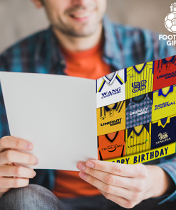 Alternative view of Oxford United Happy Birthday Greeting Card Retro Shirt Montage Classic Kits