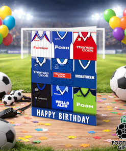 Peterborough Happy Birthday Greeting Card Retro Shirt Montage Classic Kits