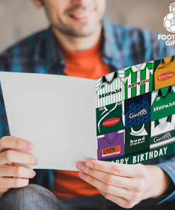 Alternative view of Plymouth Argyle Happy Birthday Greeting Card Retro Shirt Montage Classic Kits