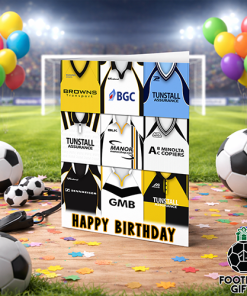 Port Vale Happy Birthday Greeting Card Retro Shirt Montage Classic Kits