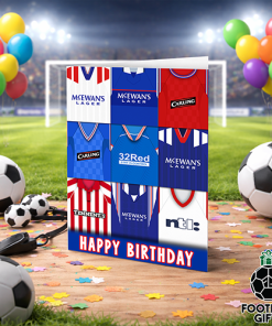 Rangers Happy Birthday Greeting Card Retro Shirt Montage Classic Kits