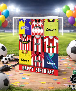 Sheffield Utd Happy Birthday Greeting Card Retro Shirt Montage Classic Kits