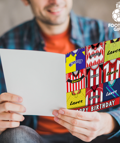 Alternative view of Sheffield Utd Happy Birthday Greeting Card Retro Shirt Montage Classic Kits