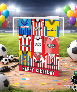 Southampton Happy Birthday Greeting Card Retro Shirt Montage Classic Kits